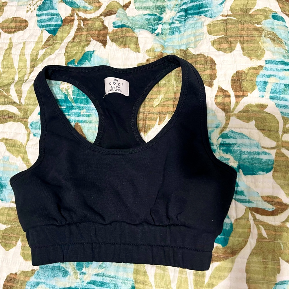 CUTE BLACK COZI FLEECE BRA SIZE:XS